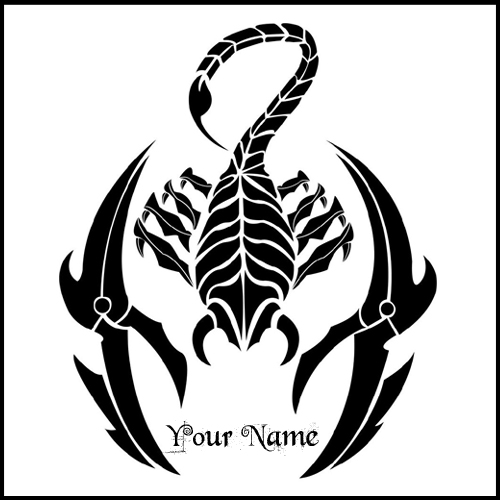 Customize Awesome Black Scorpio Tattoo Design With Name