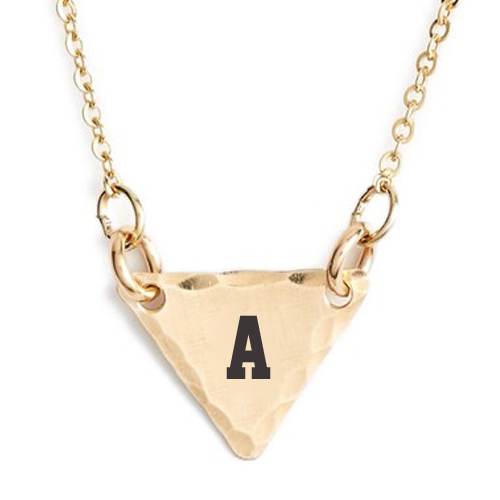 Print Alphabet on Gold Fill Initial Triangle Necklace
