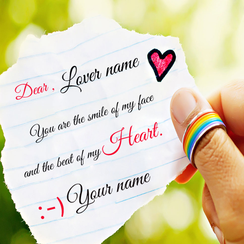 Write Name on Cute Love Note Profile Picture