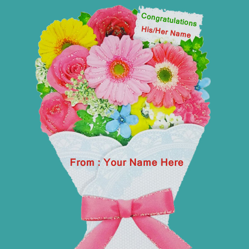 Write Name on Flower Bokeh For Congratulation Wishes