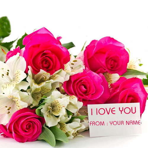 Write Your Name on Beautiful Pink Rose Bookey Card