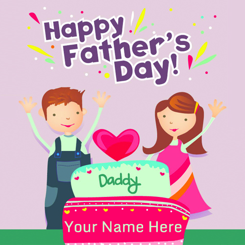 Write Your Name On Children Happy Fathers Day Wishes 