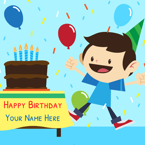 Happy Boy at Birthday Party Funny Greeting With Name