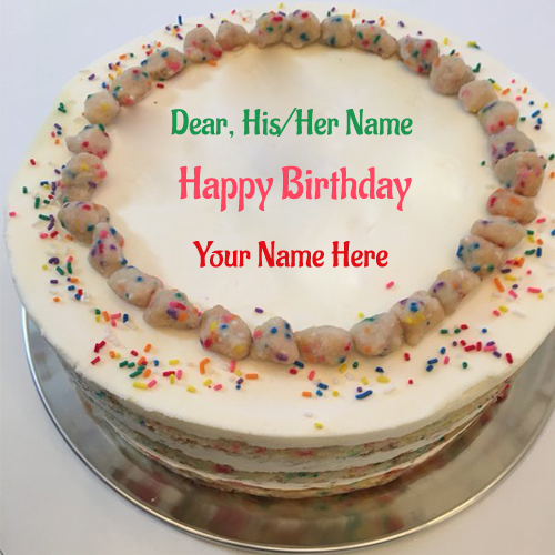 Elegant Birthday Wishes Round Cake With Your Name