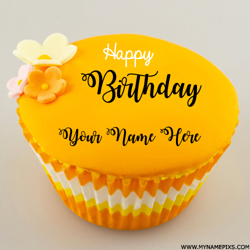 Print Name on Beautiful Cupcake With Flower Decoration