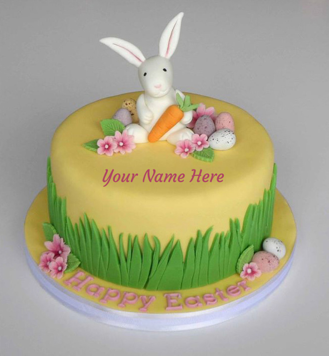Write Name On Happy Easter Day 2015 Celebration Cake