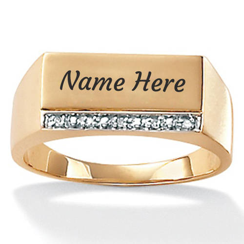 Gold Personalized Mens Engagement Ring With Your Name
