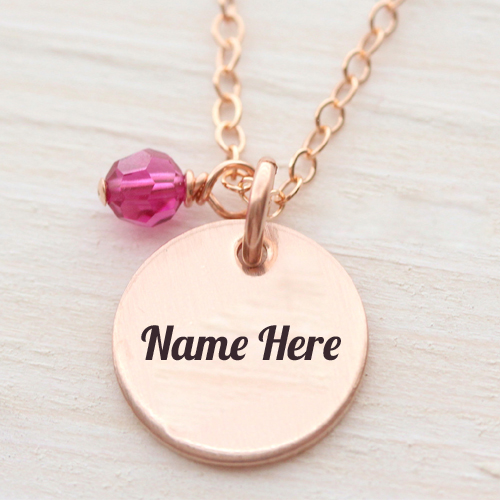 Customized Rose Gold Disc Necklace Pics With Your Name