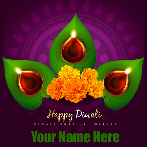 Beautiful Happy Diwali Rangoli Greeting Card With Name