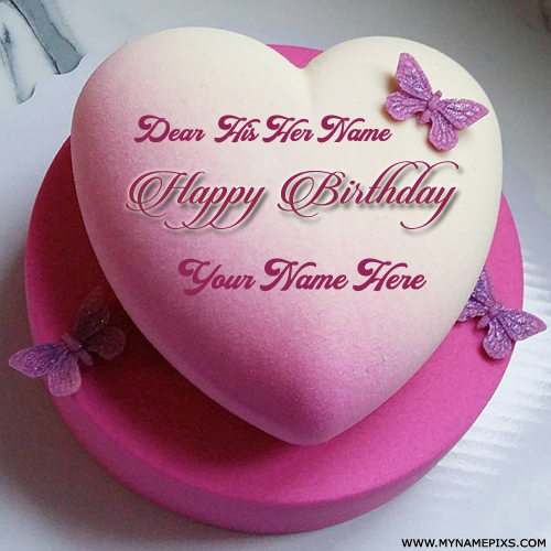 Write Name on Beautiful Heart Shape Birthday Wish Cake