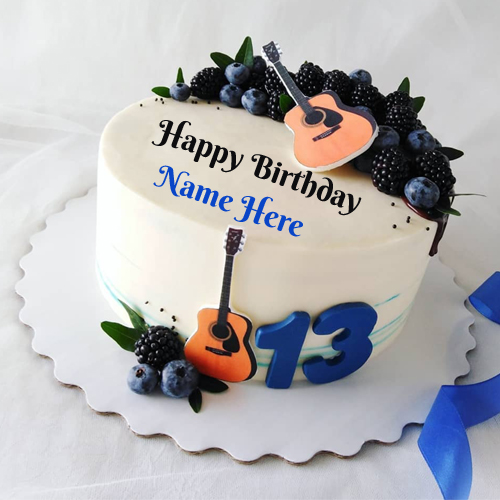 Happy 13th Birthday Wishes Music Theme Cake With Name