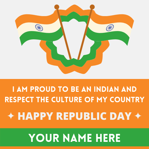 Proud To Be Indian Republic Day Quote Image With Name