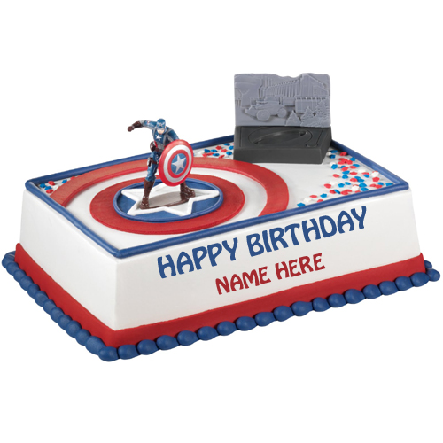 Write Name on Birthday Cake of Captain America