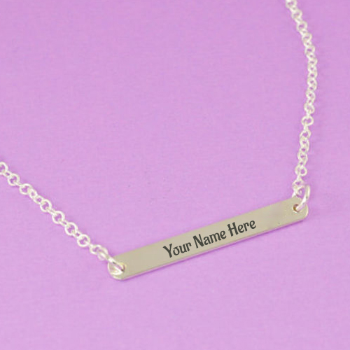 Write Name on Sterling Silver Initial Bar Necklace