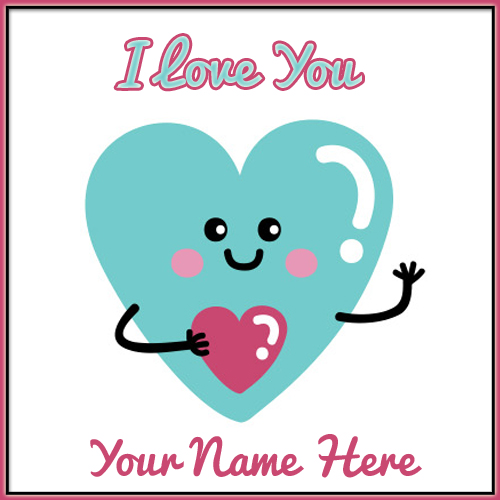 Cute Romantic Heart Love Greeting Card With Your Name