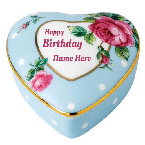 Happy Birthday Embossed Flower Cake With Name