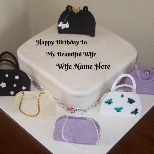Write Name On Bags Birthday Cake For Wife Online