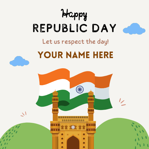 Write Name on Happy Republic Day 2022 Social Media Post