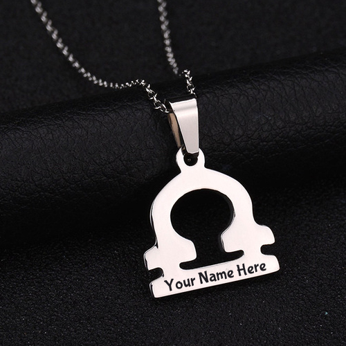 Stainless Steel Zodiac Sign Libra Pendant Pic With Name