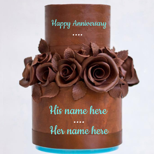 Happy Anniversary Double Layer Chocolate Cake With Name