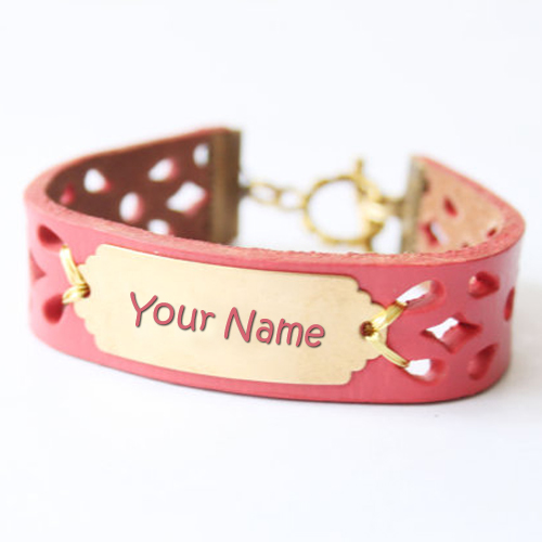Write Name on Beautiful Pink Bracelet Online Free
