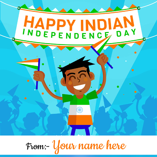 Happy Indian Independence Day Festival Card With Name