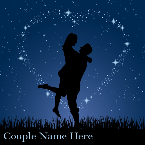 Write Your Name On Couple Love Night Stars Background