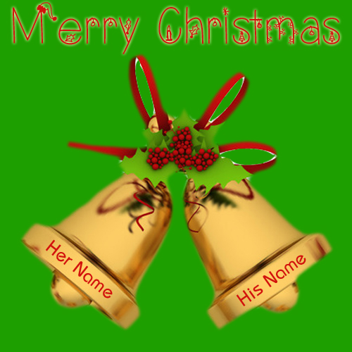 Write Name on Merry Christmas Jingle Bells Greeting
