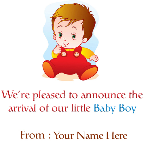 Baby Boy Birth Announcement Greeting Card With Name
