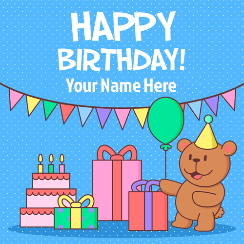 Coloured Birthday Celebration Greeting Card With Name