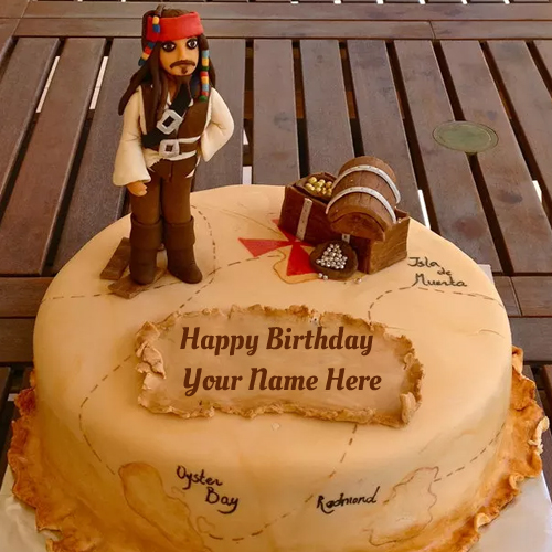 Pirates Of The Caribbean Movie Birthday Cake With Name