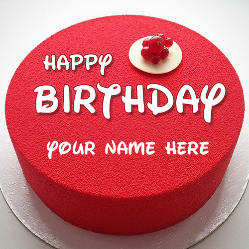 Happy Birthday Wishes Red Russian Cake With Your Name