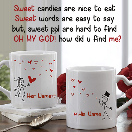 Write Name on Couple Coffee Mug With Love Quotes Pics