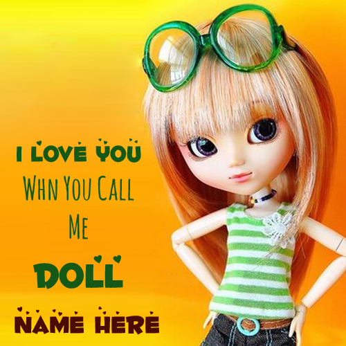 Stylish and Cute Doll Whatsapp Greeting With Your Name