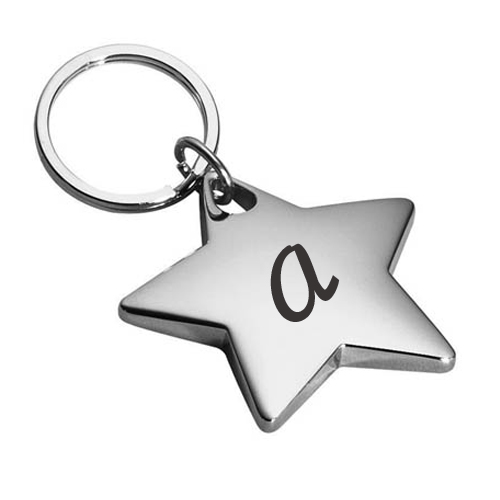 Write Initial Alphabet on Shining Star Silver Key Chain