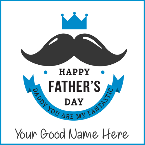 Happy Fathers Day Wishes Moustache Greeting With Name