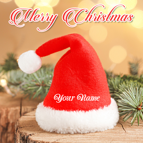 Write Name on Santa Claus Cap For Christmas Wishes