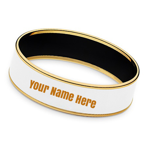 Hermes Mens Gold Plated Narrow Bracelet With Your Name