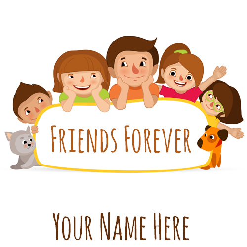 Write Name on Friends Forever Friendship Cute Greeting