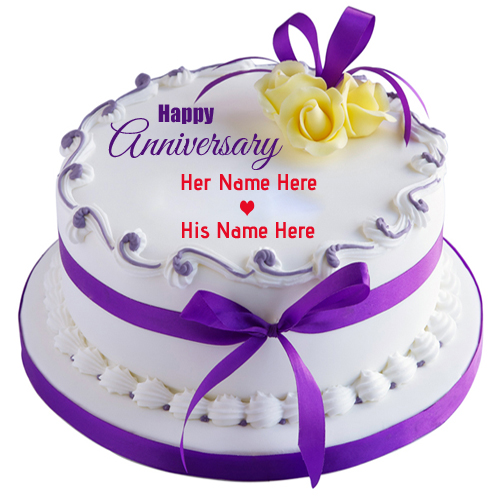 Write Name on Round Classic Anniversary Cake