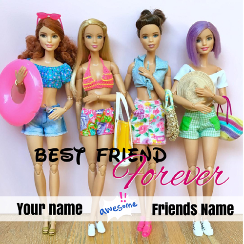 Best Friends Forever Cute Dolls Greeting Card With Name