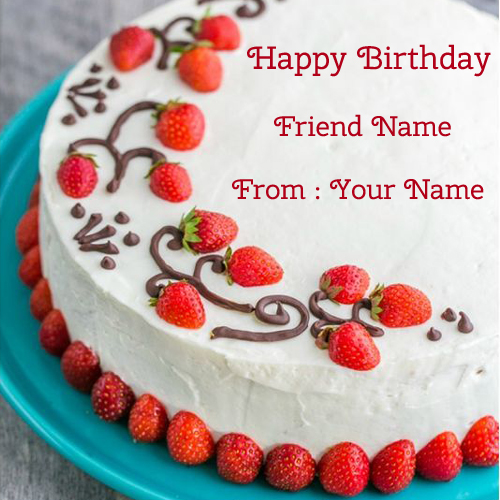Strawberry Surprise Birthday Cake With Your Name