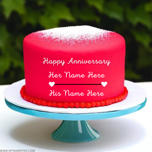 Happy Anniversary Special Cute Cake With Couple Name
