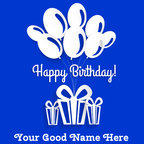 Write Name on Happy Birthday 3D Gift Balloons Greeting