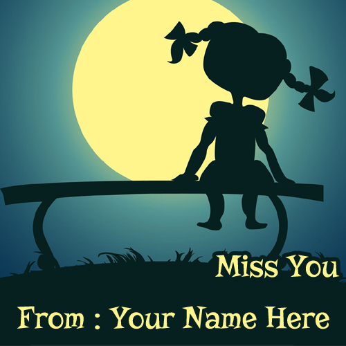 Write Your Name On Miss You Cute Picture Online Free.