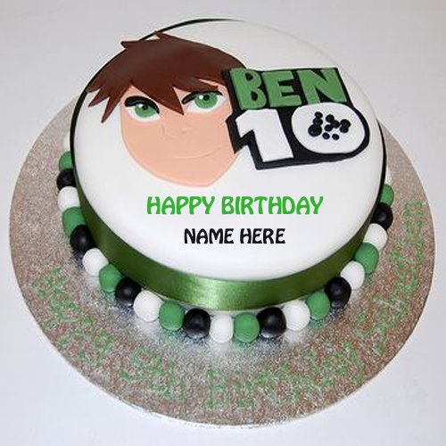 Write Name on Cute Ben 10 Happy Birthday Cake