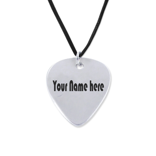 Write Your Name On Sterling Silver Guitar Pick Necklace