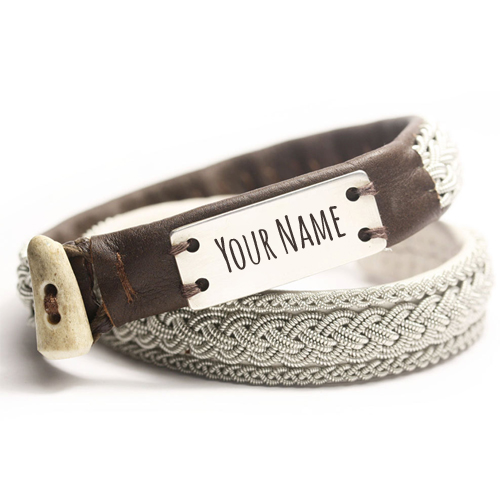 Custom Stylish Leather Bracelet For Mens With Your Name