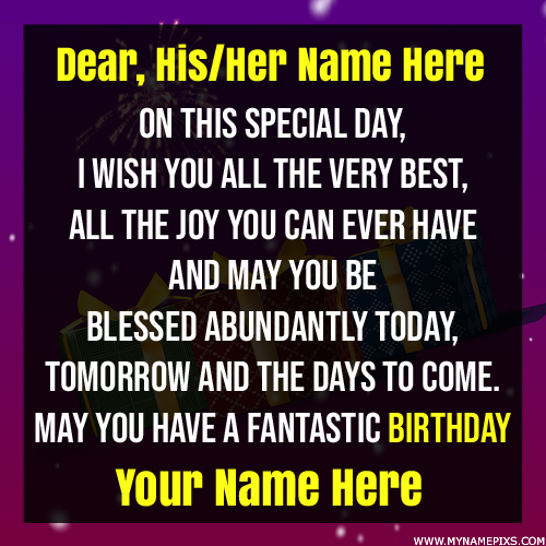 May You Have a Fantastic Birthday Greeting With Name