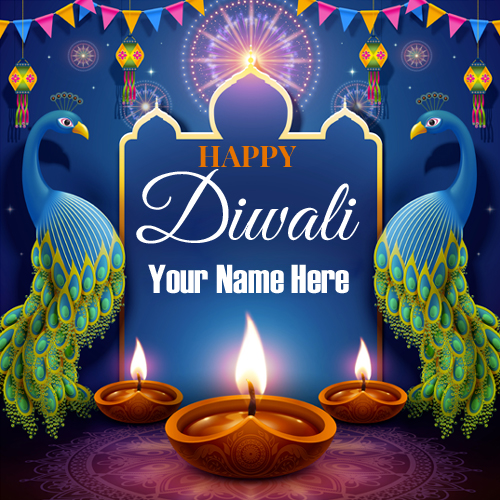 Write Name on Happy Diwali Greeting Card With Quotes